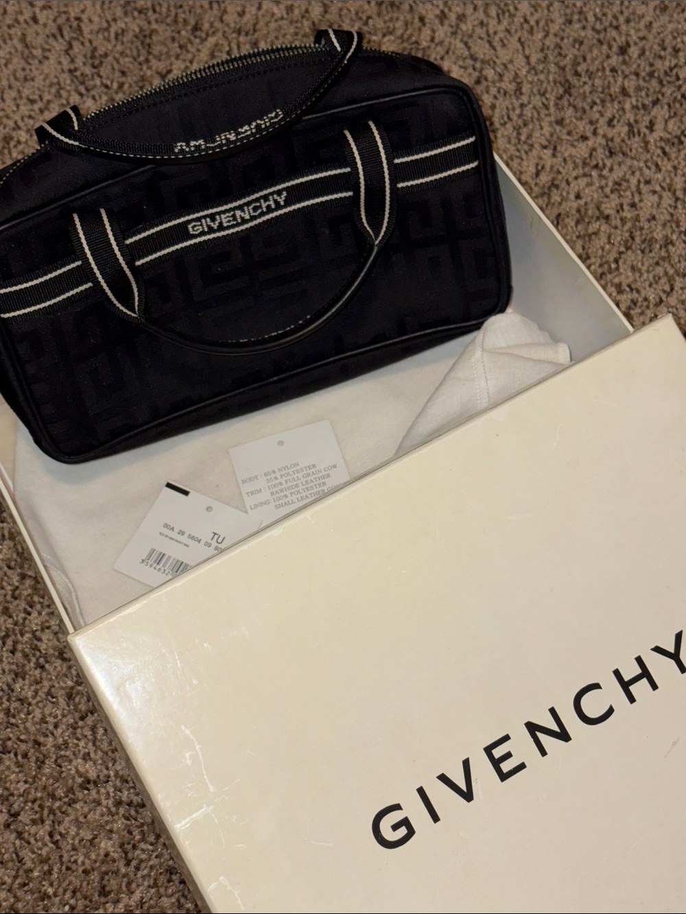 Givenchy Black Jacquard Logo Mini Hand Bag with Contrast Trim